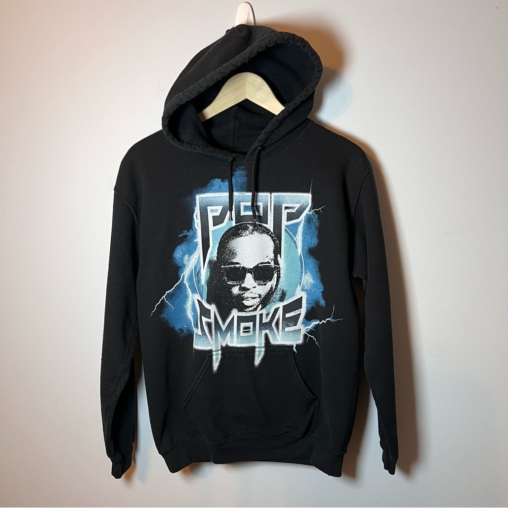 Pop Smoke Hoodie Size S Black Sweatshirt King Of New York Rapper - Back Graphic